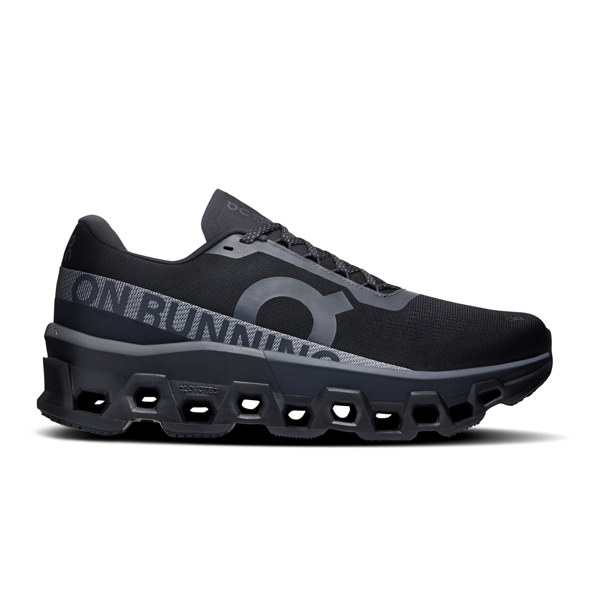 "On Running Cloudmonster 2 Black sneakers by Hype Elixir – high-performance running shoes designed for maximum cushioning, energy return, and a sleek all-black aesthetic."