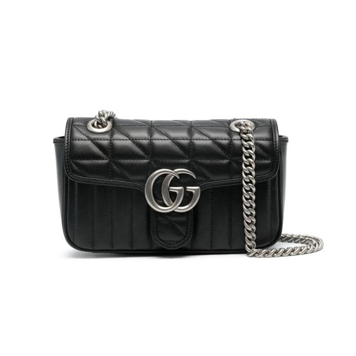 Gucci mini GG Marmont silver handle shoulder bag