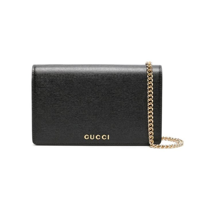 Gucci logo-lettering leather crossbody bag