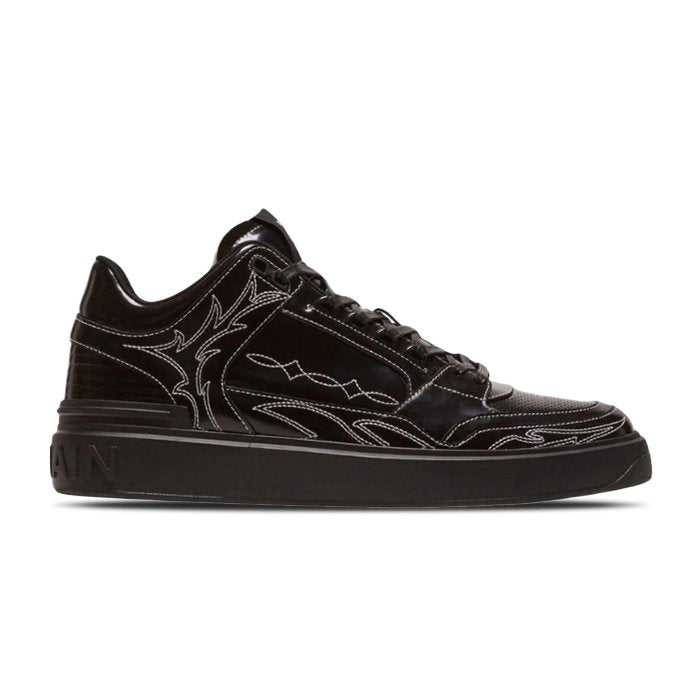 Balmain B-Court mid-top patent-leather sneakers