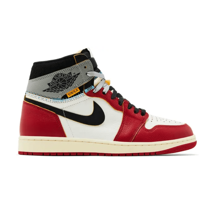 "Air Jordan 1 Retro High OG SP Union LA Chicago Shadow sneakers by Hype Elixir – iconic high-top design with a bold mix of colors, delivering style, comfort, and premium craftsmanship."