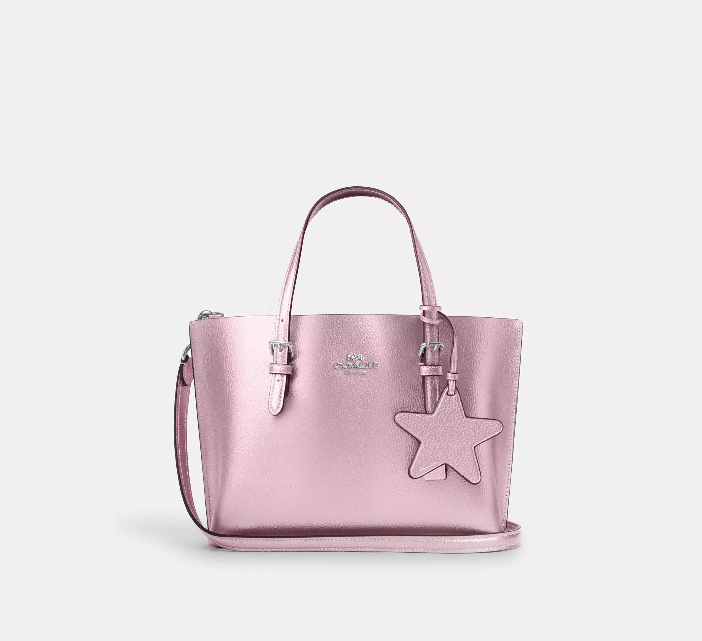 Coach Mollie Tote Bag 25 Silver/Mettalic Pink